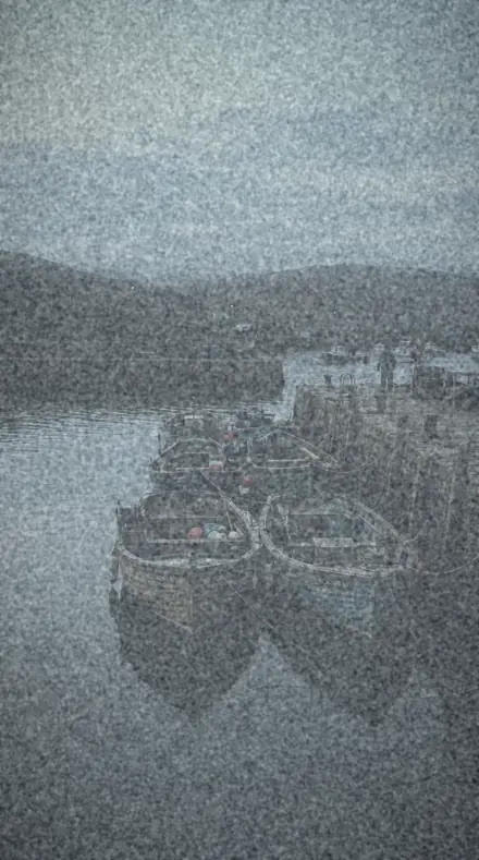 Shelf Print applied to Cool fade, the harbour at dawn