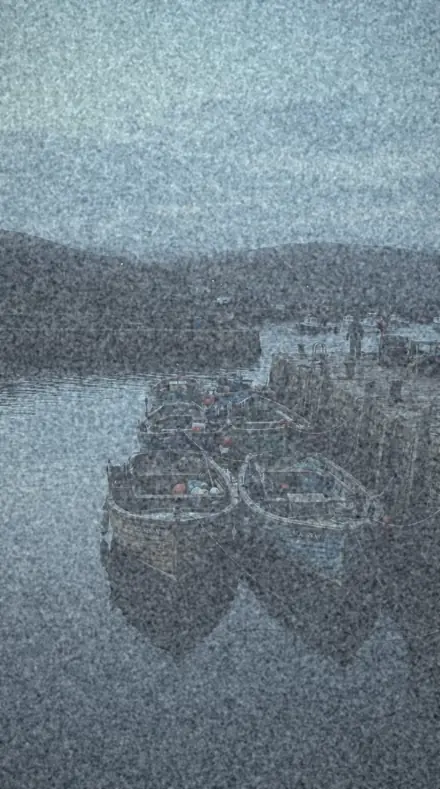 Emulsion Crack applied to Cool fade, the harbour at dawn