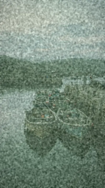 Date Stamp applied to Cool fade, the harbour at dawn