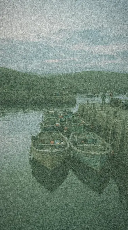 Canister Rust applied to Cool fade, the harbour at dawn
