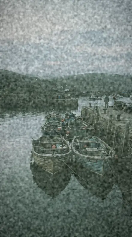 Reticulation Mark applied to Cool fade, the harbour at dawn
