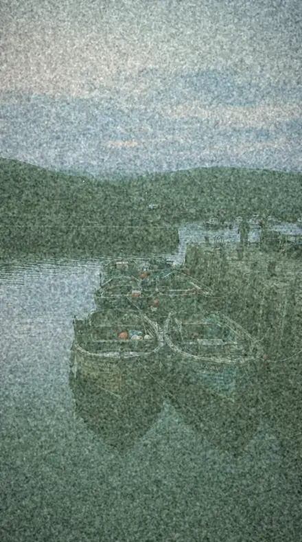 Copper Green applied to Cool fade, the harbour at dawn