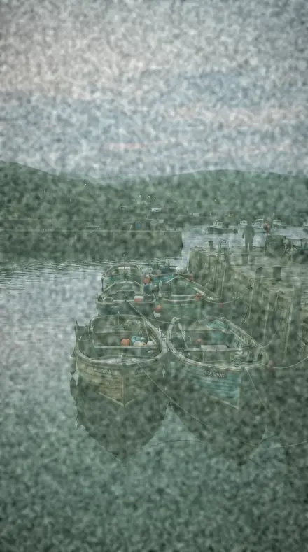 Lichen Patch applied to Cool fade, the harbour at dawn