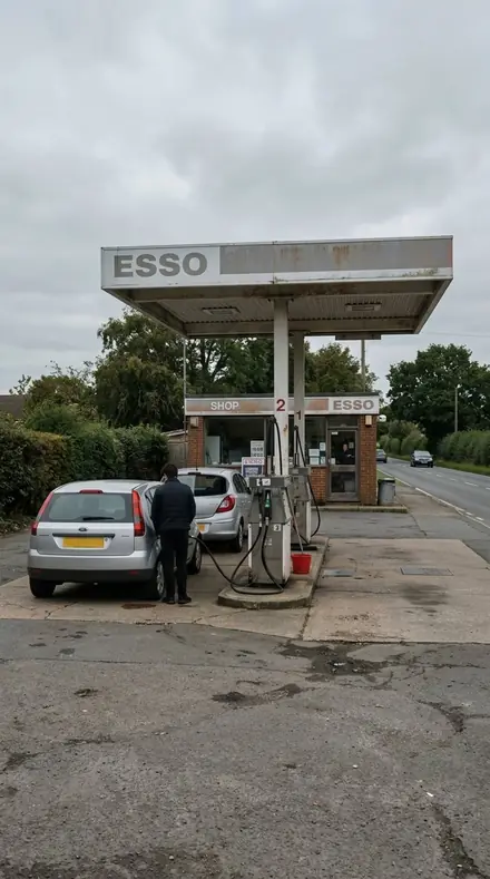 Before: Old stock, the forecourt gone green